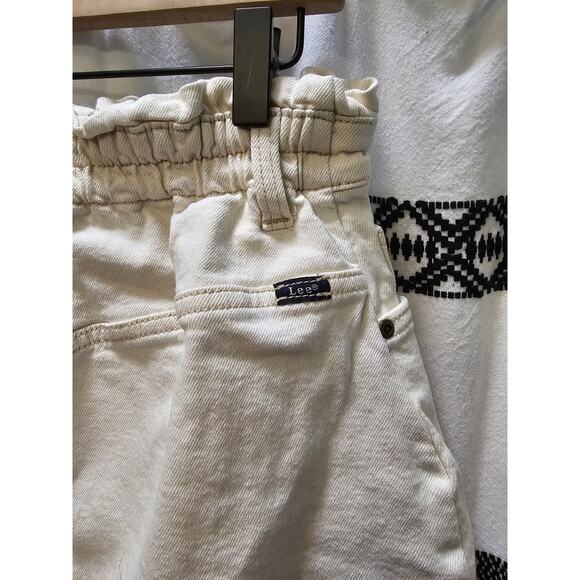 Lee white stretch denim ruffle elastic waist mini skirt size 12 - Picture 7 of 10